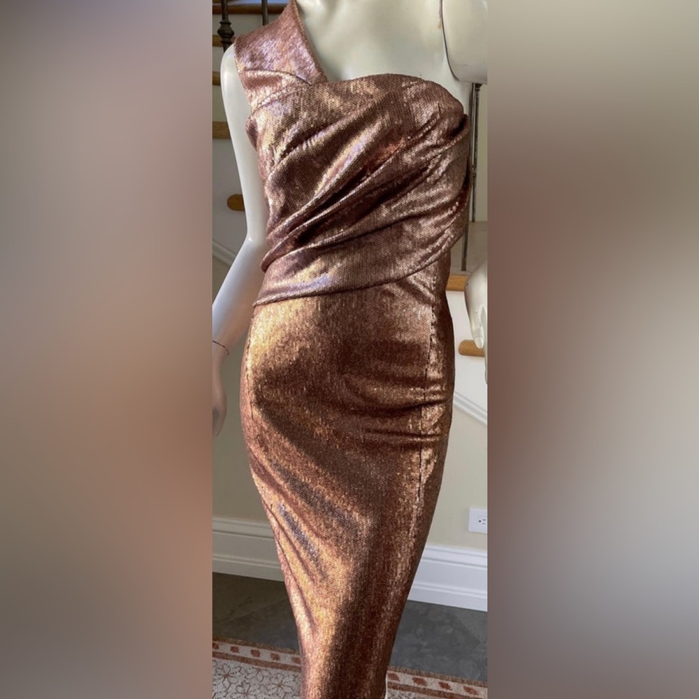 Donna Karan Vintage stretchy Pale Nude Sequin One Shoulder...Size 8
